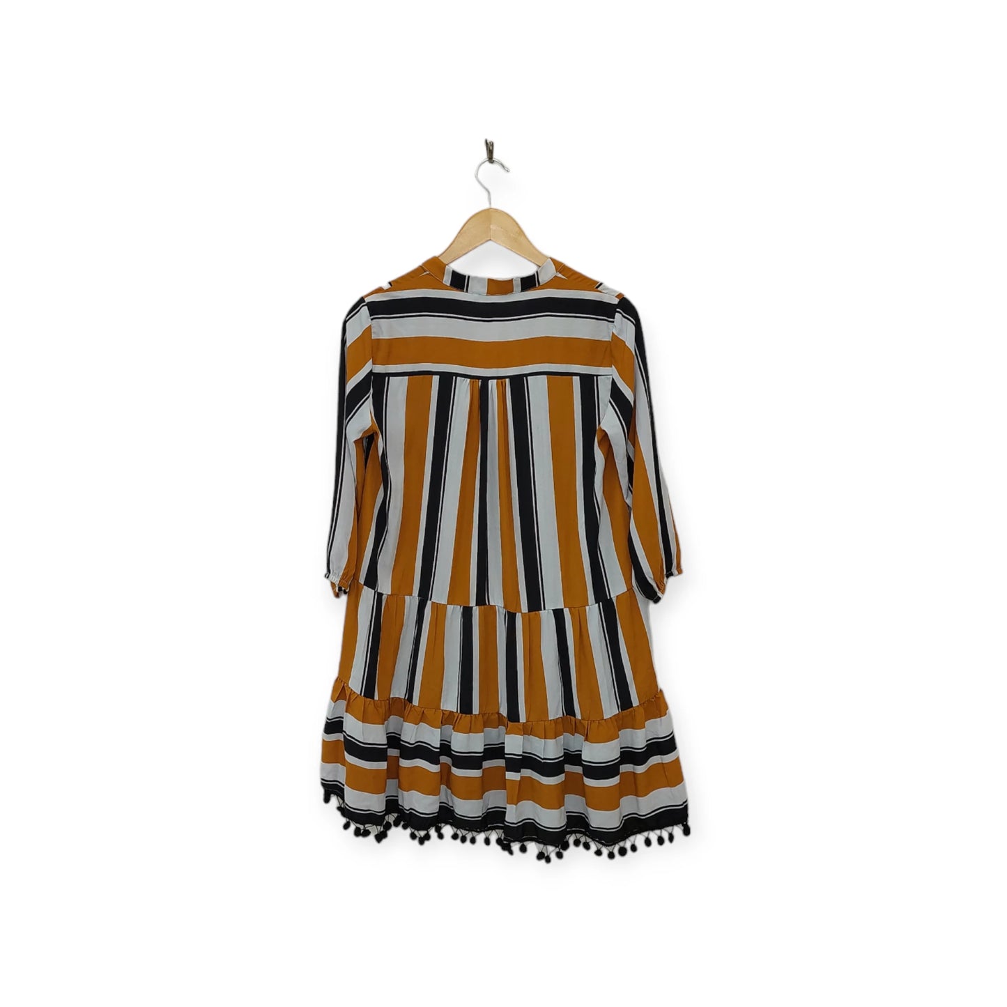فستان مخطط باللون الأسود والأبيض والبني TWENTY FOUR SEVEN | مقاس S