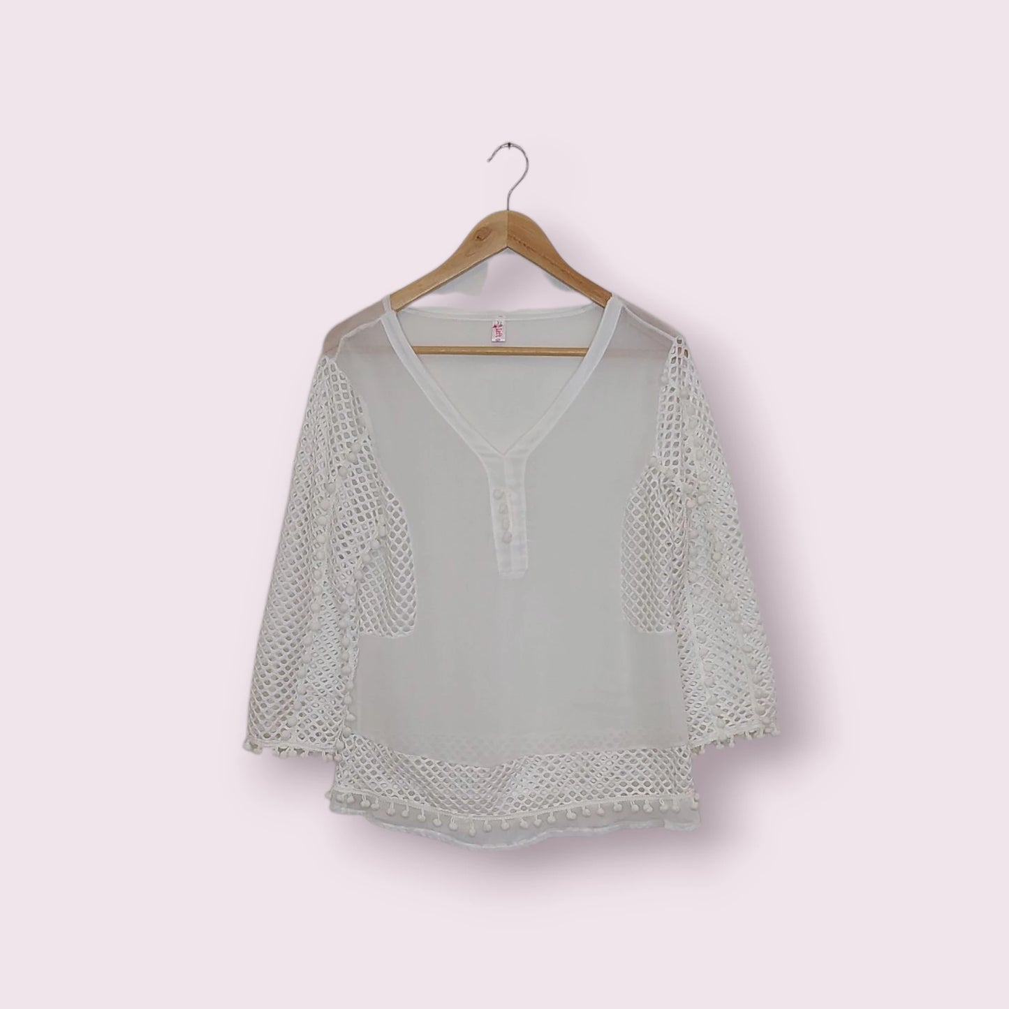 قميص أبيض شفاف أنيق مقاس:XL | مقاس XL