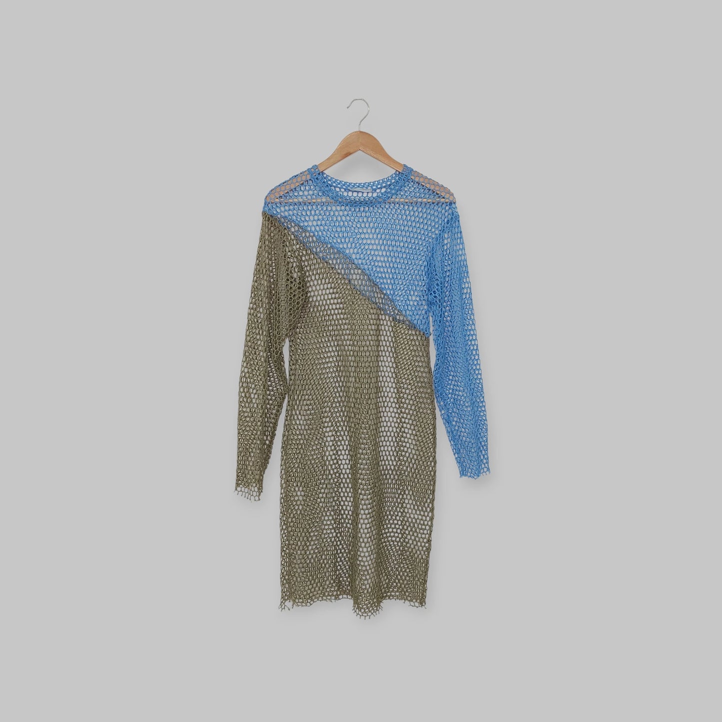 שמלת מידי רשת כחול/זית ZARA | מידה S