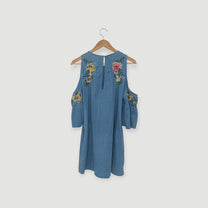 שמלה מיני תכלת פרחונית, ZARA | מידה M
