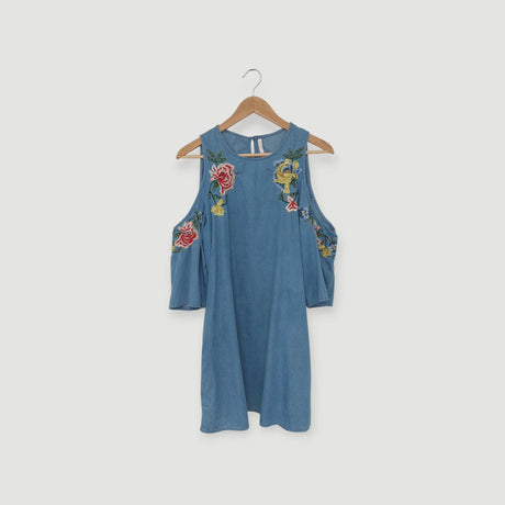שמלה מיני תכלת פרחונית, ZARA | מידה M