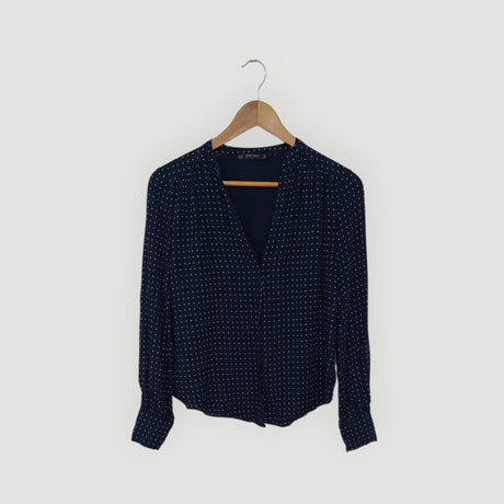 חולצה ארוך כחול עם משבצות, ZARA BASIC | מידה XS