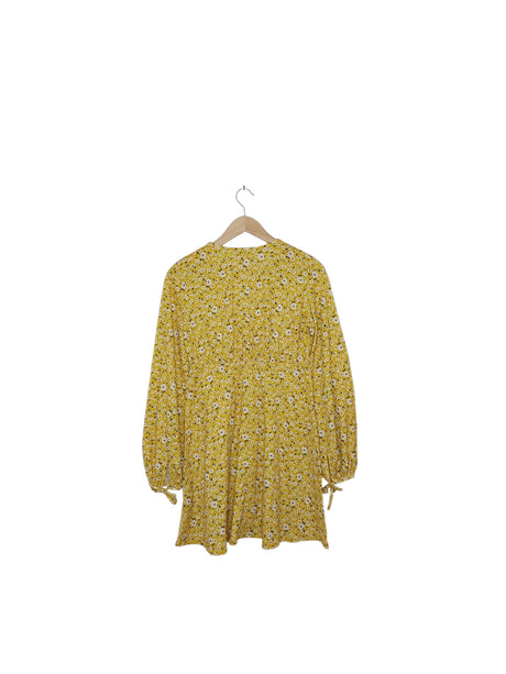 שמלת מיני צוהבה פורחנית | מידה 36