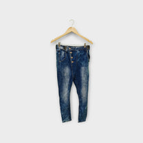 מכנסיים ג'ינס ארוכים בצבע כחול משופשף | מידה 36