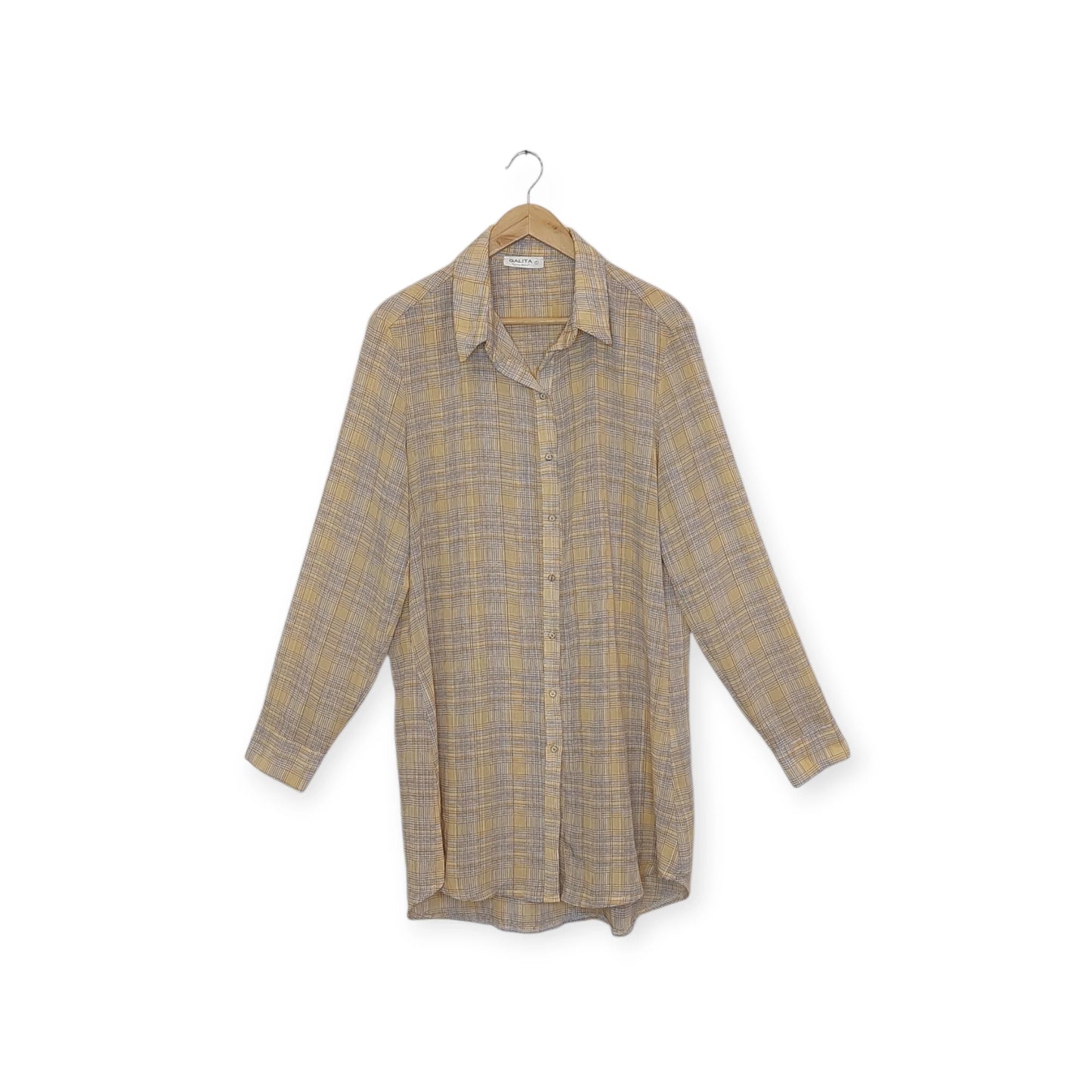 שמלת מיני, צבע צהוב משובצת | מידה L