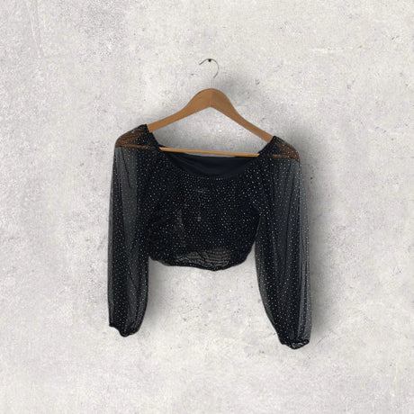 חולצת בטן שחורה שקופה מידה-S של BERSHKA | מידה S