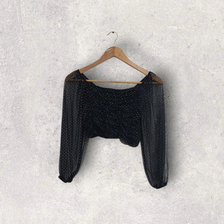 חולצת בטן שחורה שקופה מידה-S של BERSHKA | מידה S