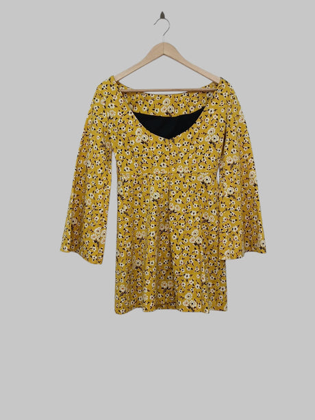 שמלת מיני פרחונית חרדל ZARA | מידה M