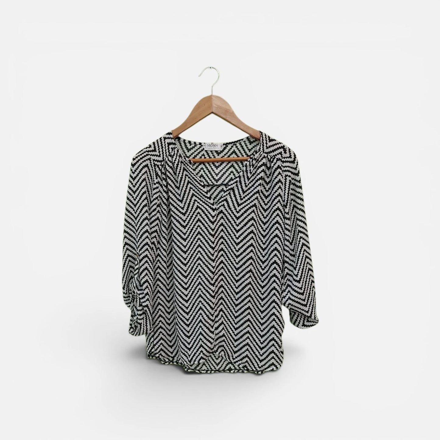 טוניקה הדפס שחור לבן מעוינים | מידה S
