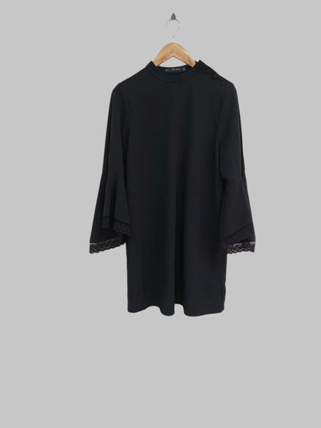שמלת מידי שחורה ZARA BASIC | מידה L