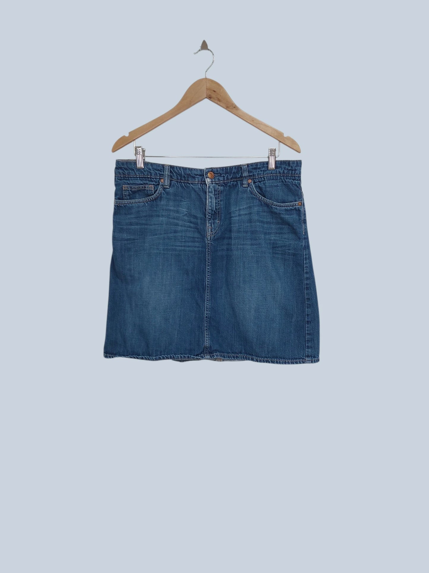 חצאית ג'ינס מידי כחולה H&M | מידה XL