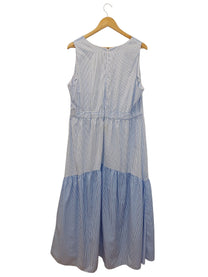שמלת פסים כחולה לבנה מעטפת עם רוכסן מאחורה | מידה L