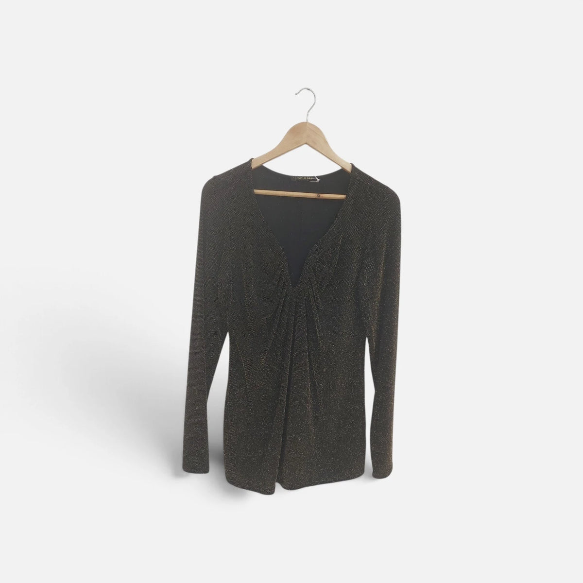חולצה מוזהבת נצנצים מחשוף V עמוק עם חזיה בנויה | מידה XXL